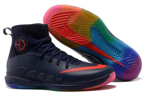 Nike Hyperdunk 2017 รองเท้าบาสเก็ตบอลผู้ชายสีน้ำเงินเข้มสีแดง