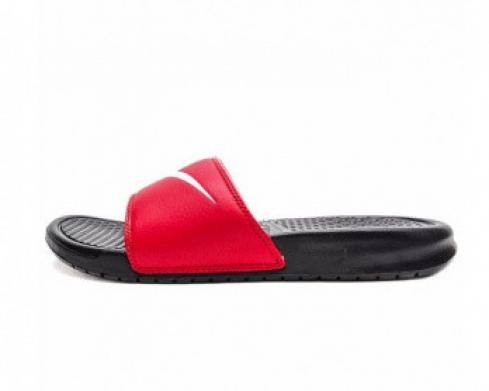 Nike Benassi Swoosh שחור לבן חדר כושר אדום נעלי גברים 312618-006