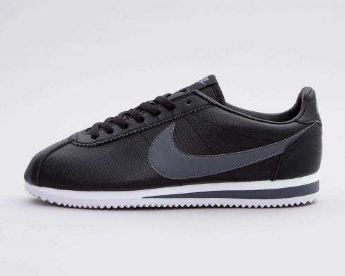 Nike Classic Cortez Leather Black Grey Running Shoes 2020 749571-001