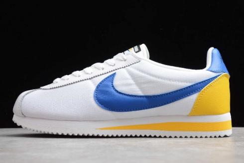 Nike Classic Cortez Leather White Game Royal Yellow 905614 105 2020 года