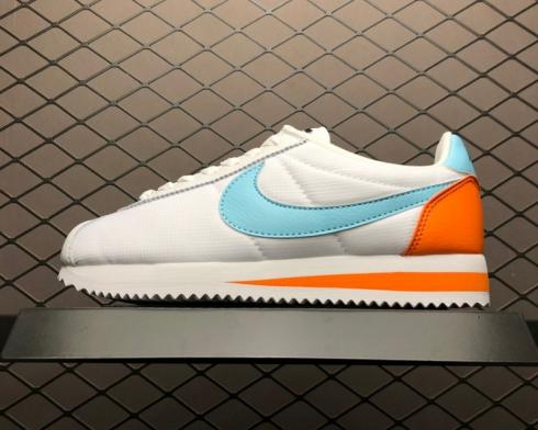 Nike Classic Cortez รองเท้าวิ่งผู้หญิงสีขาวสีฟ้าสีส้ม 605614-104