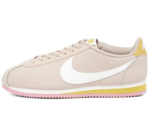 des chaussures pour femmes Nike Classic Cortez Leather Fossil Stone Summit White 807471-201