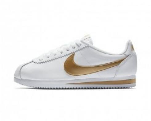 Женские женские туфли Nike Classic Cortez White Metallic Gold 807471-106