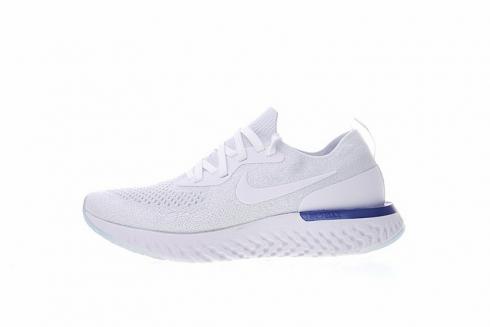 Nike EPIC React Flyknit 跑白色藍色 AQ0067-100