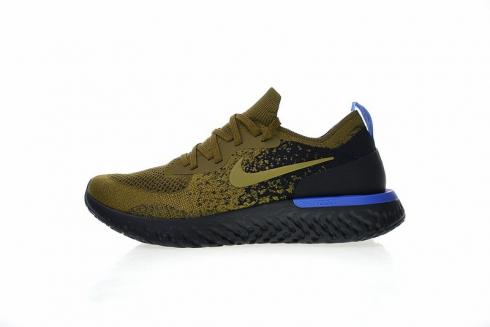 Nike Epic React Flyknit ירוק עמוק זית זהב שחור כחול AQ0067-301