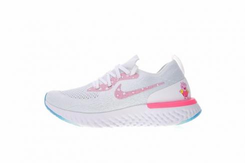 Nike Epic React Flyknit Peppa Pig Hvid Pink AQ0070-999