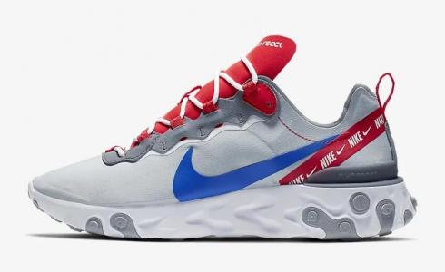 Nike React Element 55 Wolf Grigio Habanero Rosso Game Royal CD7340-001