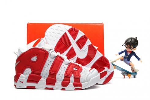 Nike Air More Uptempo Kid Chaussures Rouge Blanc Argent