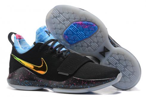 Nike Zoom PG 1 Paul George Hombres Zapatos De Baloncesto Negro Azul Oro 878628