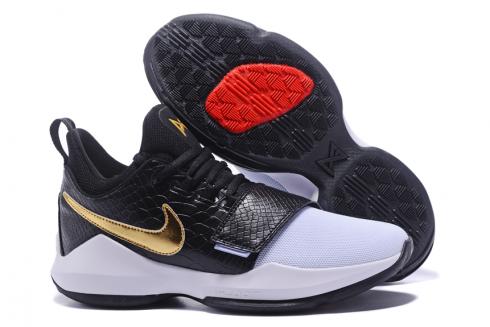 Nike Zoom PG 1 Paul George Hombres Zapatos De Baloncesto Negro Blanco Oro Rojo 878628
