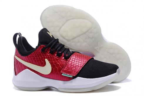 Nike Zoom PG 1 Paul George Sepatu Basket Pria Rose Merah Hitam Putih 878628