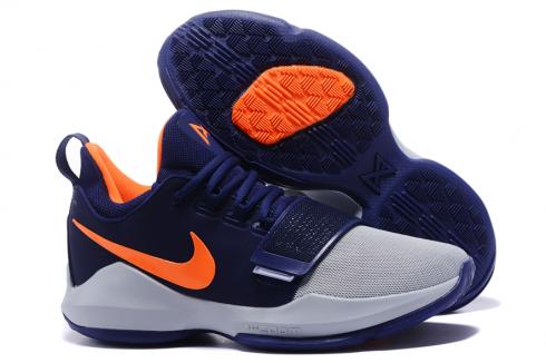 Zapatillas de baloncesto Nike Zoom PG 1 Paul George para hombre azul real gris naranja 878628