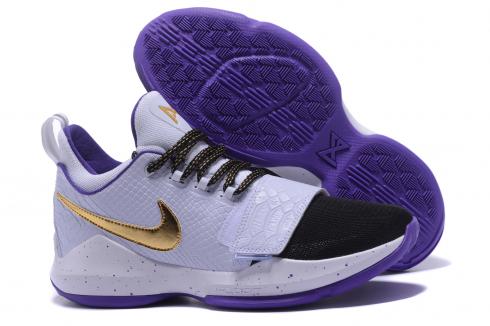 Nike Zoom PG 1 Paul George Hombres Zapatos De Baloncesto Blanco Profundo Púrpura Oro 878628