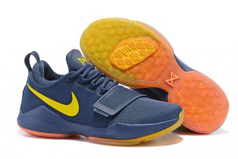 Nike Zoom PG 1 รองเท้าบาสเก็ตบอลผู้ชายสีน้ำเงินเข้มสีส้ม 878628-410