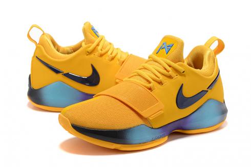 tênis de basquete masculino Nike Zoom PG 1 amarelo azul 878628-004
