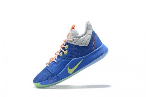 รองเท้าบาสเก็ตบอล Nike PG 3 NASA EP Royal Blue Green Grey Orange Paul George AO2608-402