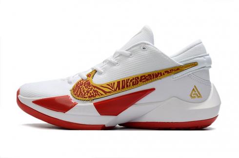 nové vydání Nike Zoom Freak 2 White Metallic Gold Gym Red Basketbalové boty DA0907-165