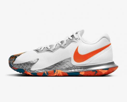 NikeCourt Air Zoom Vapor Cage 4 White Green Abyss Bright Mango Team Orange CD0424-106