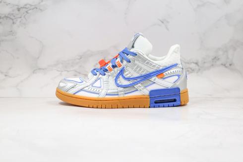 Nike Air Rubber Dunk Off-White UNC White University Blue Metallic Silver CU6015-105 2020 Rilisan Baru