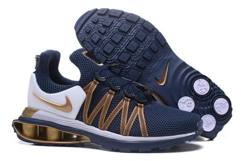 Nike Air Shox Gravity 908 Men Shoes Dark Blue Gold White