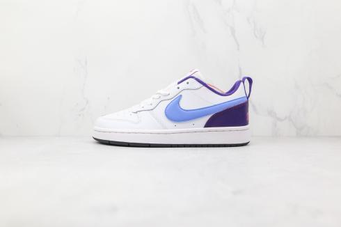 Nike Court Borough Low 2 GS White Blue Purple Shoes BQ5448-106