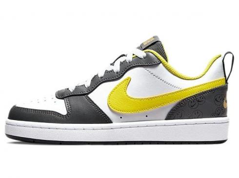 Nike Court Borough Low 2 SE GS สีขาว สีเหลือง Strike Iron Grey DO6688-100