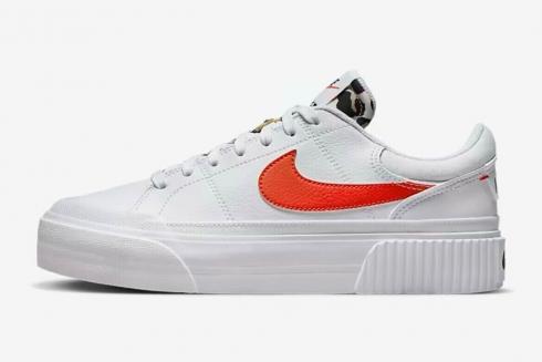 Nike Court Legacy Lift Platform หวายขาวทีมดำสีส้ม DZ5203-100