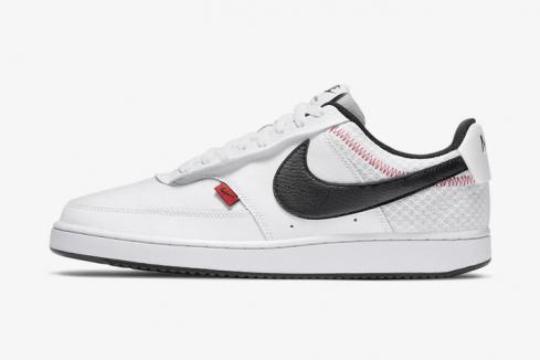 Nike Court Vision Low Premium ホワイト ブラック レッド CD5464-100 。