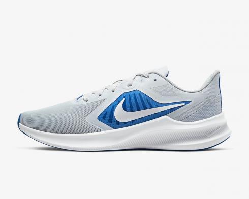 Nike Downshifter 10 Pure Platinum Grey White Blue Game Royal Shoes CI9981-001