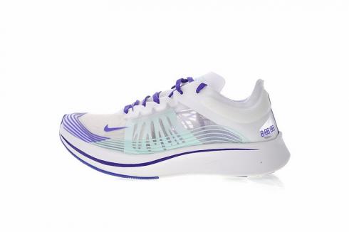 Sepatu Lari Nike Lab Zoom Fly SP Cream Biru Hijau AA8229-101