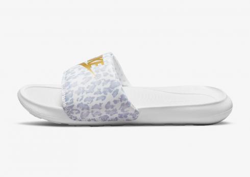 Nike Victori One Print Slides Sandaler Pure Platinum Metallic Guld Wolf Grey CN9676-103