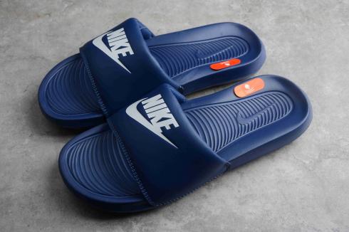 Nike Victori One Slide Print Bleu Foncé Blanc CN7675-401