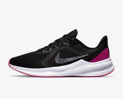 Nike Womens Downshifter 10 Black Metallic Silver White Pink CI9984-004