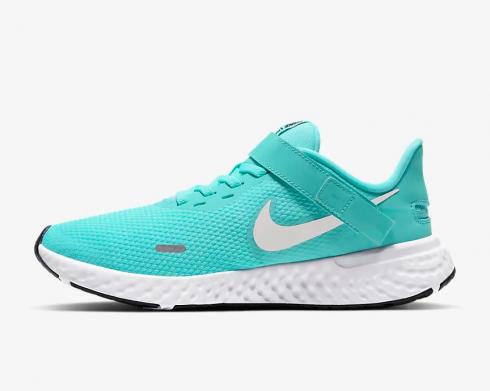 Nike Womens Revolution 5 FlyEase Aurora Green Black Platinum Tint BQ3212-301