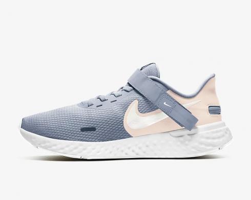 Nike Womens Revolution 5 FlyEase Ghost World Indigo Guava Ice White BQ3212-001