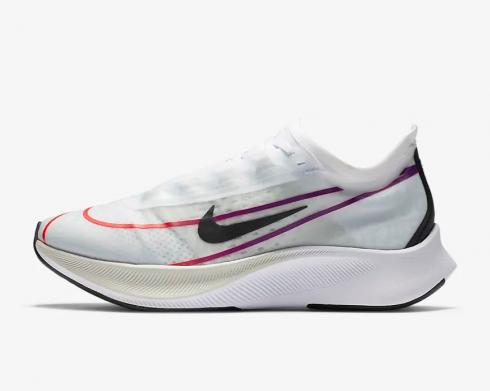 Nike Damskie Zoom Fly 3 Białe Hyper Violet Flash Crimson Czarne AT8241-102