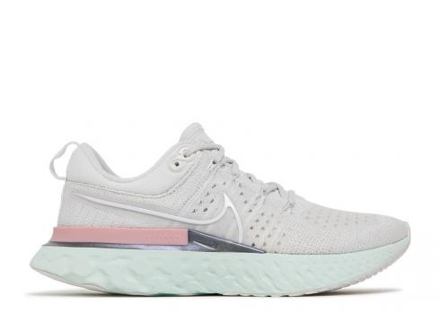 Nike Mujer React Infinity Run Flyknit 2 Platinum Tint Barely Metallic Verde Blanco Plata CT2423-007