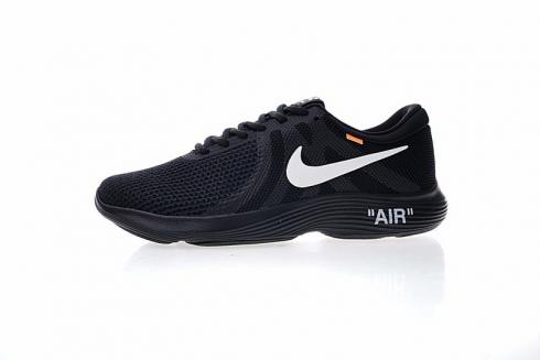 Off White x Nike Revolution 4 Sepatu Lari Hitam Putih 908988-011
