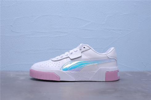 Puma Cali Iridescent White Trainers Pink Silver Womens Shoes 370805-02