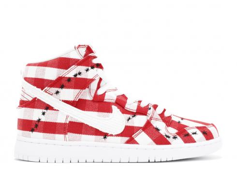 Nike SB Dunk High Pro Red White Textile Casual Shoes 305050-610