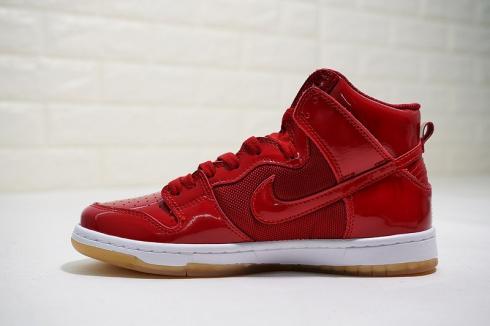 Nike SB Dunk High TRD QS Patent Leather Rosso Bianco Gum 881758-010
