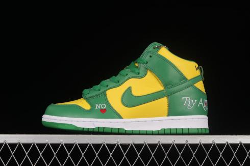 Supreme x Nike SB Dunk High Brazil по всякакъв начин Yellow Green DN3741-700