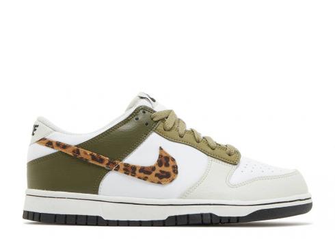 Nike Dunk Low GS Leopard Leche de Coco Verde Negro Rough Blanco DX9282-100