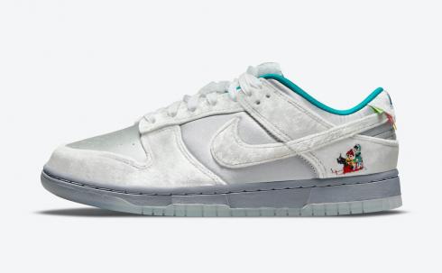 Nike SB Dunk Low Ice Blanc Métallique Argent Bleu DO2326-001