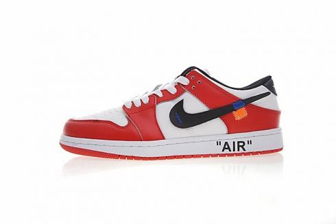 Off White X Nike Nike Dunk Low Pro Sb สีแดงสีขาวสีน้ำเงินสีส้ม 332558-163