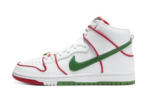 Paul Rodriguez x Nike SB Dunk High Branco Vermelho Verde CT6680-100