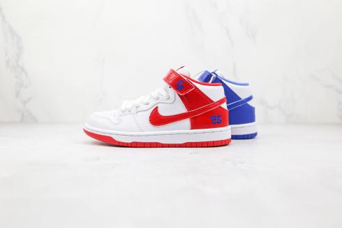 Nike SB Dunk Mid PRO ISO Branco Vermelho Azul Sapatos Infantis CD6754-100