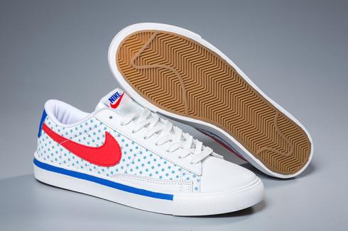 Nike Blazer Low Lifestyle Shoes All White Red 371760-109