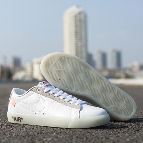 OFF WHITE X Nike Blazer Low SB รองเท้าสีขาวสีเทา