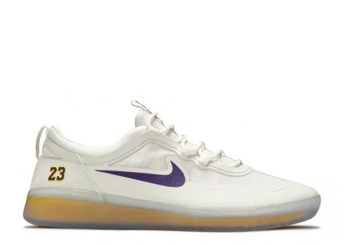 Nike Nba X Nyjah Free 2 Sb Lakers Court Gold Purple University Summit สีขาว DA3439-100